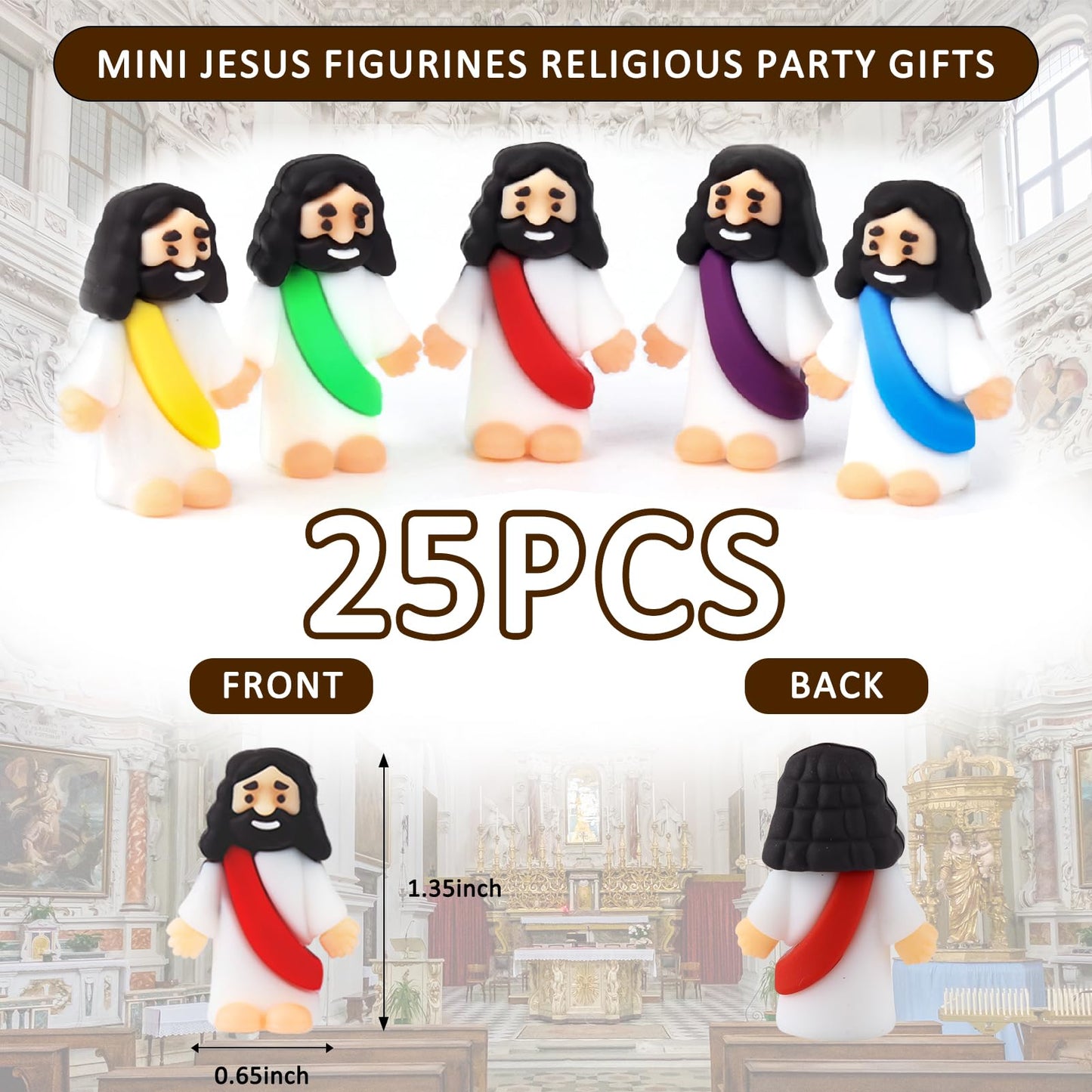 URSKYTOUS 25Pcs Little Jesus Figures Bulk – Mini Rubber Baby Jesus Toys for Easter Egg Fillers, Sunday School & Gifts