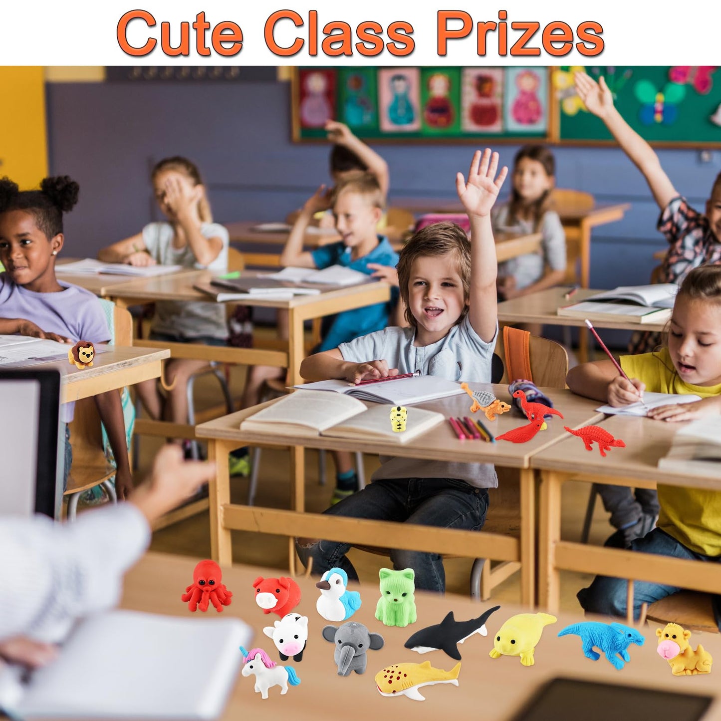 URSKYTOUS 80Pcs Animal Erasers – 3D Puzzle Pencil Erasers for Classrooms