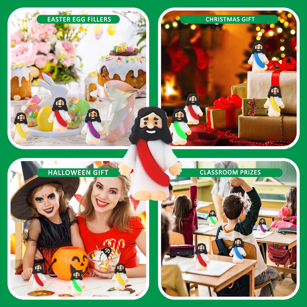 URSKYTOUS 25Pcs Little Jesus Figures Bulk – Mini Rubber Baby Jesus Toys for Easter Egg Fillers, Sunday School & Gifts