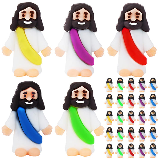 URSKYTOUS 25Pcs Little Jesus Figures Bulk – Mini Rubber Baby Jesus Toys for Easter Egg Fillers, Sunday School & Gifts