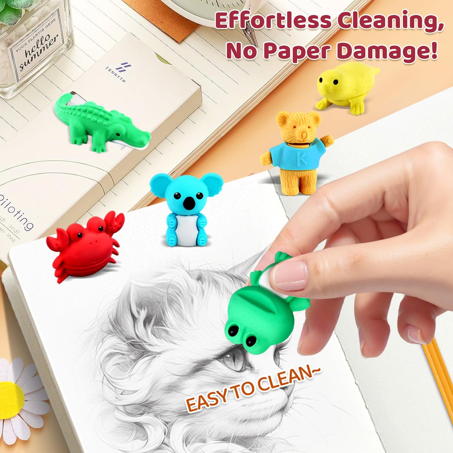 URSKYTOUS 64-Pcs Animal Erasers – 3D Puzzle Desk Pets for Kids