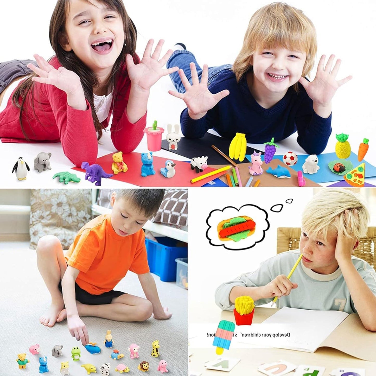 URSKYTOUS 110Pcs Animal Erasers – 3D Puzzle Pencil Erasers for Classrooms
