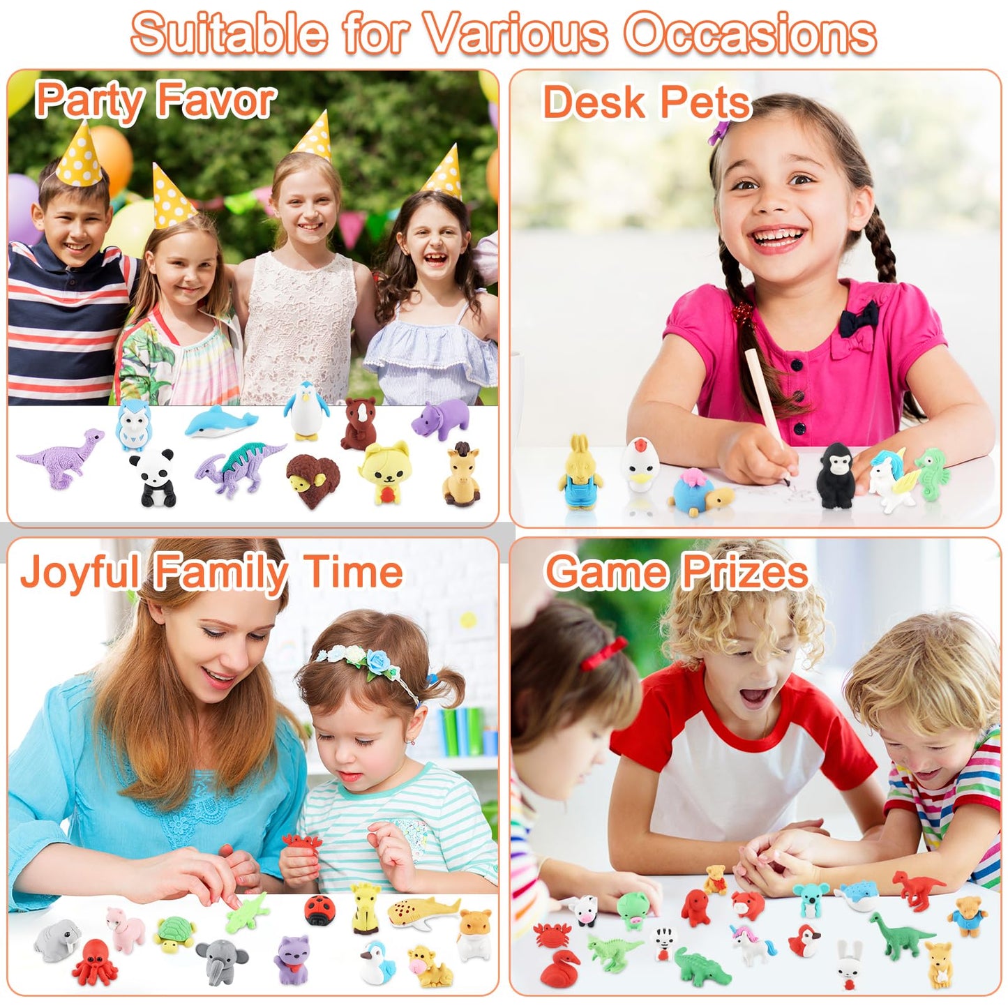 URSKYTOUS 80Pcs Animal Erasers – 3D Puzzle Pencil Erasers for Classrooms