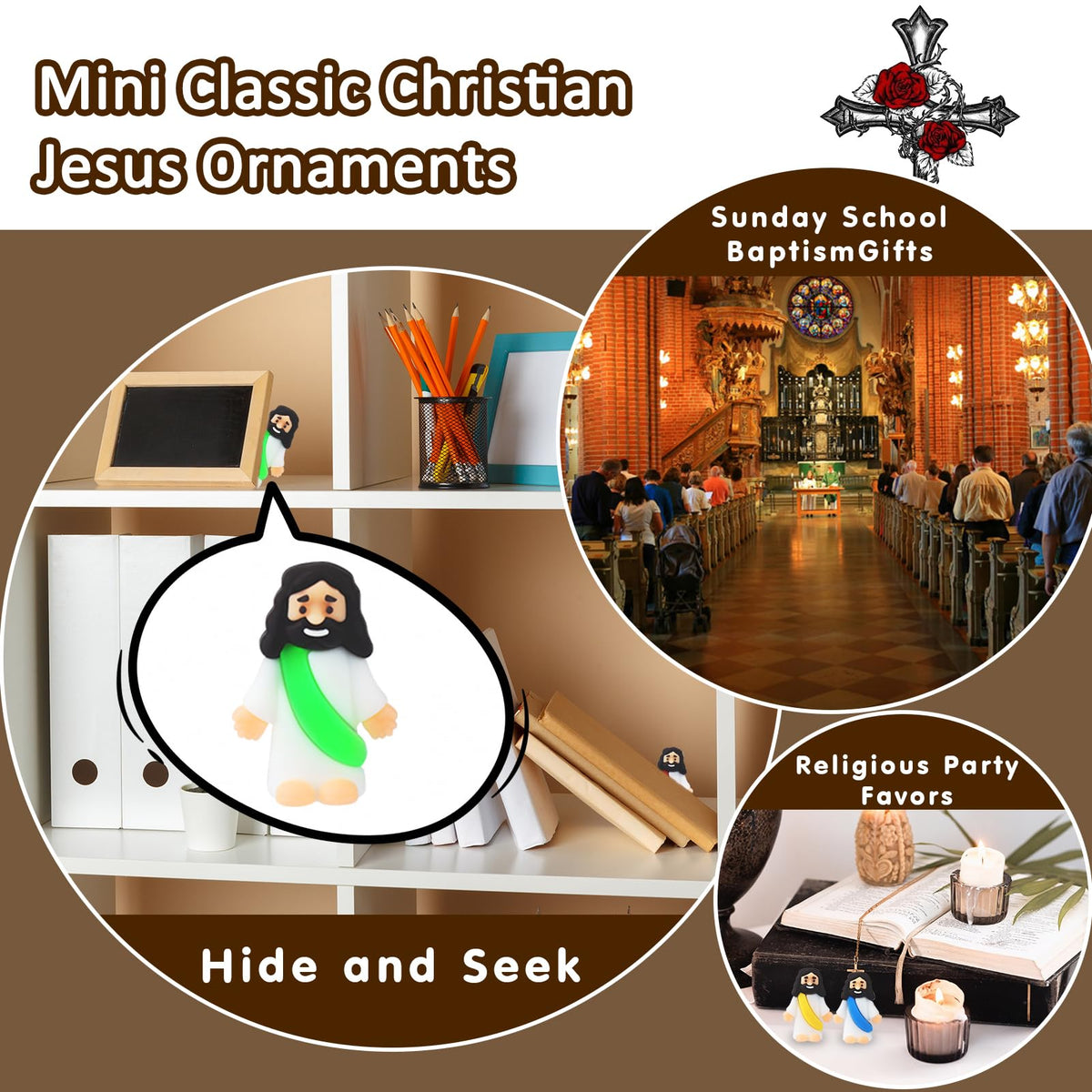 URSKYTOUS 25Pcs Little Jesus Figures Bulk – Mini Rubber Baby Jesus Toys for Easter Egg Fillers, Sunday School & Gifts