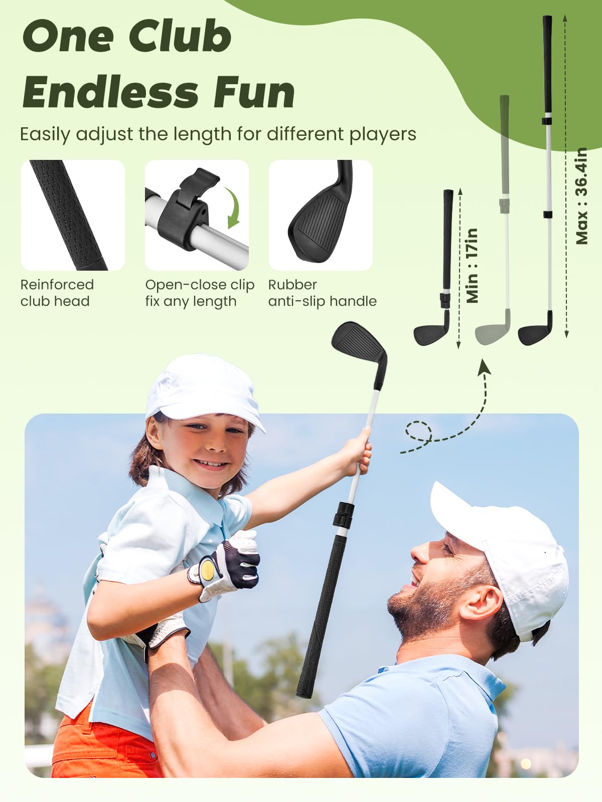 URUQ Golf Chipping Game with Large Target Mat | 2 Adjustable Upgraded Clubs, 20 Sticky Balls