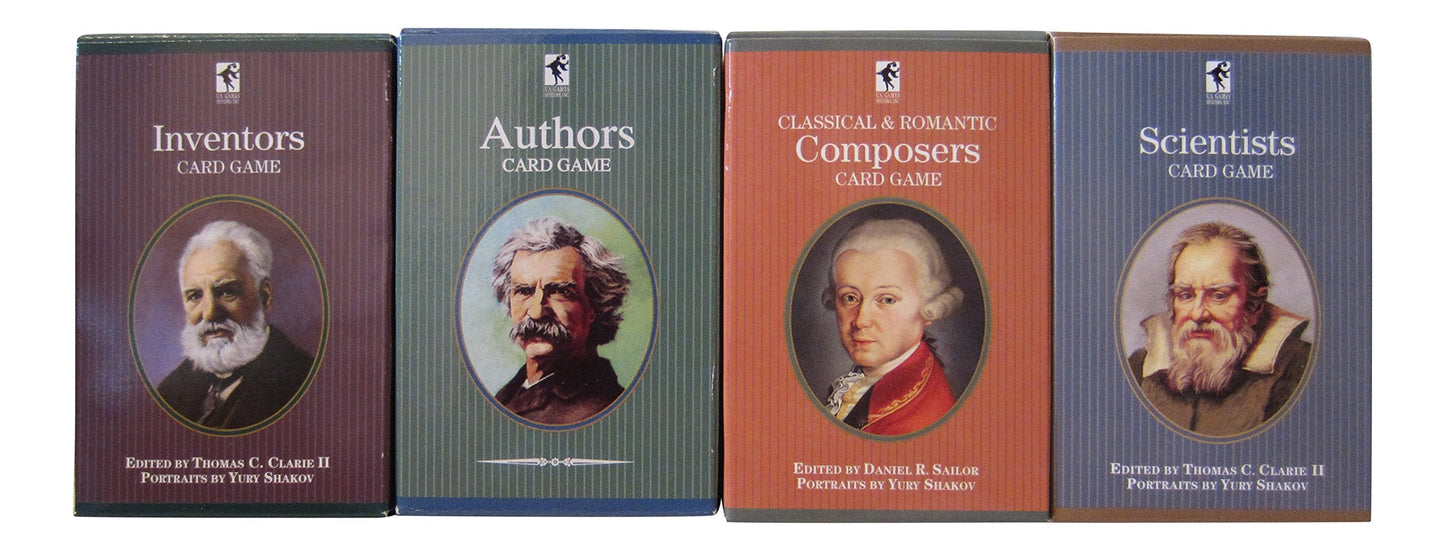 U.S. Games Systems, Inc. Educational Card Games Bundle – Authors, Explorers, Inventors & Scientists (Ages 10+)