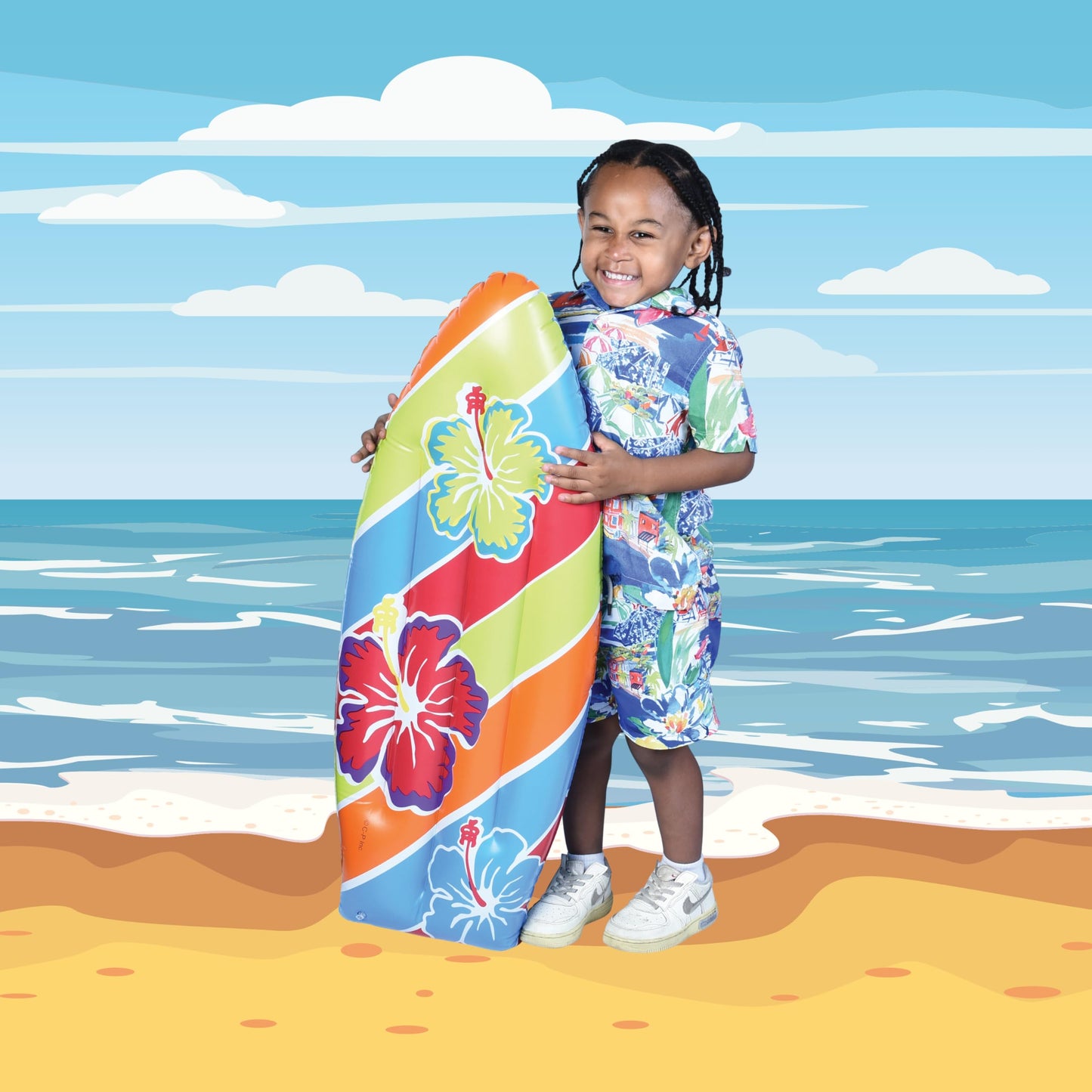 US Toy Inflatable Luau Surfboard - 3 ft Beach Party Decor & Pool Toy