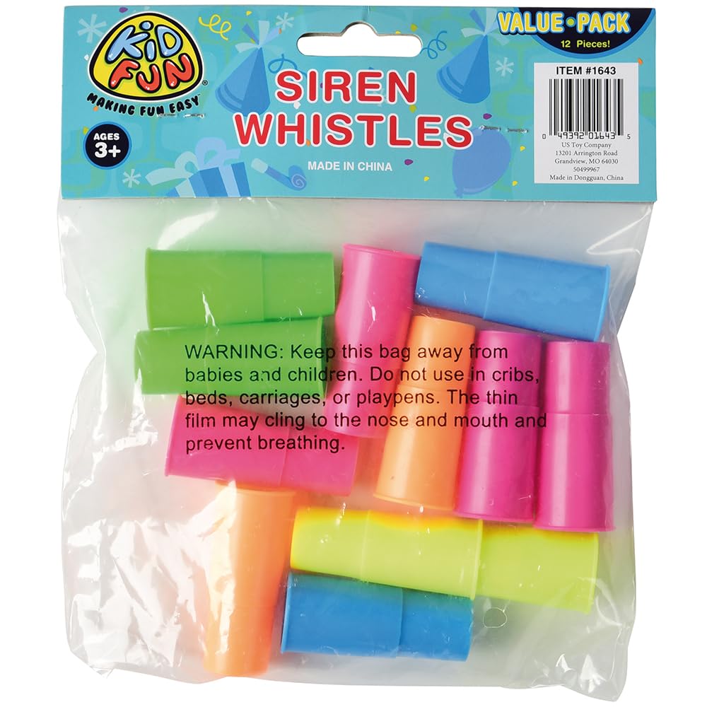 U.S. Toy Siren Whistle Assorted Neon – Party Noisemakers