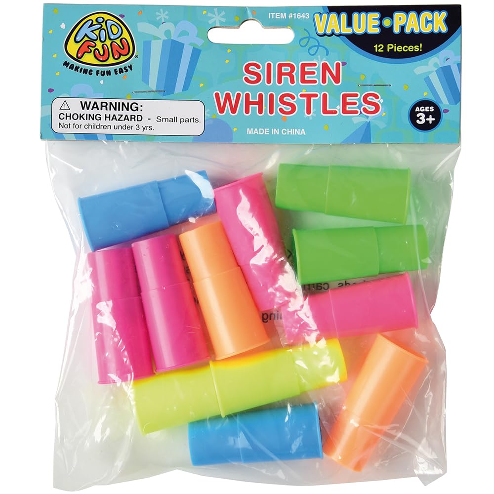 U.S. Toy Siren Whistle Assorted Neon – Party Noisemakers