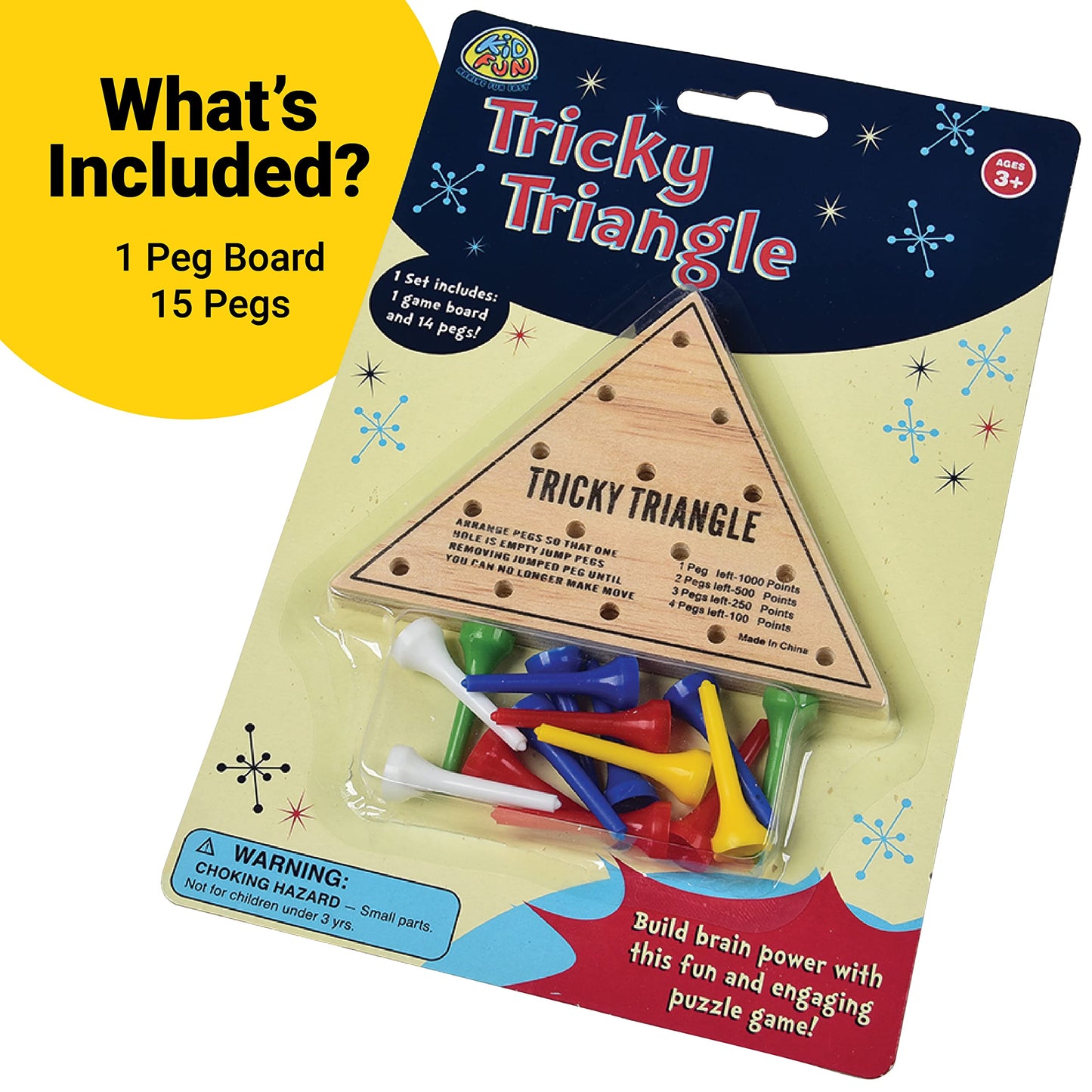 U.S. Toy Tricky Triangle Game - Travel Peg Solitaire for On-the-Go Fun