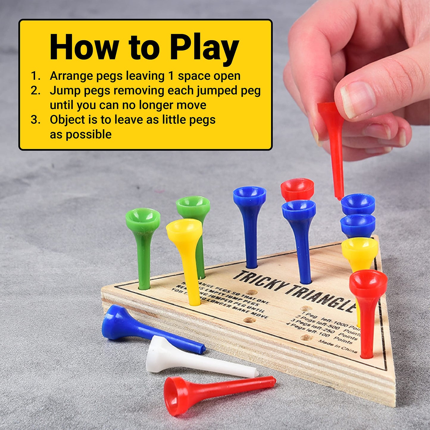 U.S. Toy Tricky Triangle Game - Travel Peg Solitaire for On-the-Go Fun