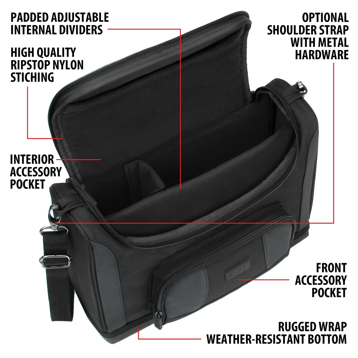 USA Gear Compact Travel Bag for D&D Accessories | Small DnD Bag with Dividers & Shoulder Strap – Black
