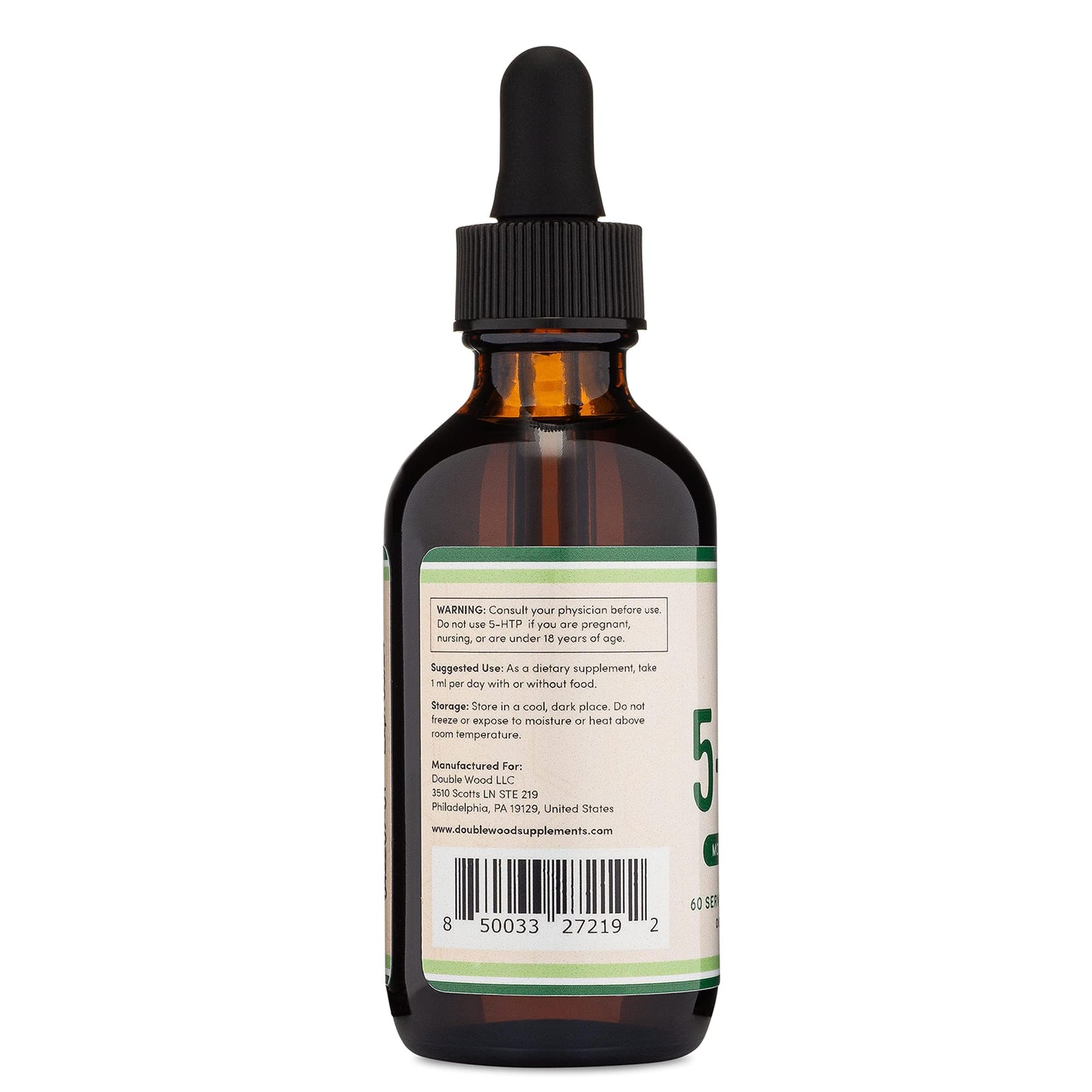 5-HTP Liquid Drops – 60 Servings of 50mg 99%+ 5-HTP | Serotonin Support by Double Wood