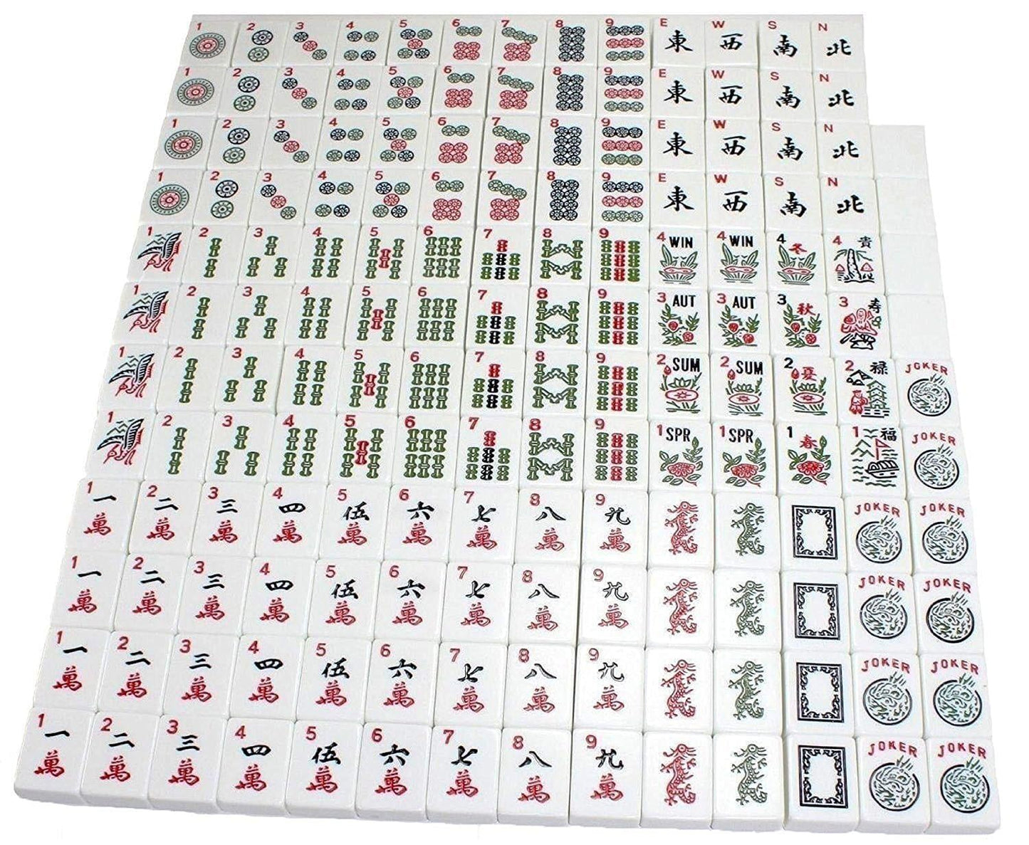 USA MJ TABLE .COM Complete American Mahjong Game Set - 166 Tiles, Racks, Chips, Wood Case