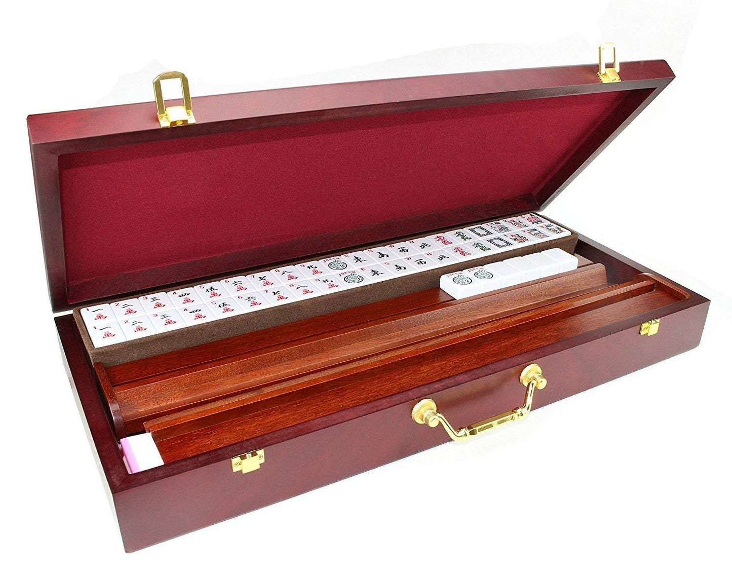 USA MJ TABLE .COM Complete American Mahjong Game Set - 166 Tiles, Racks, Chips, Wood Case