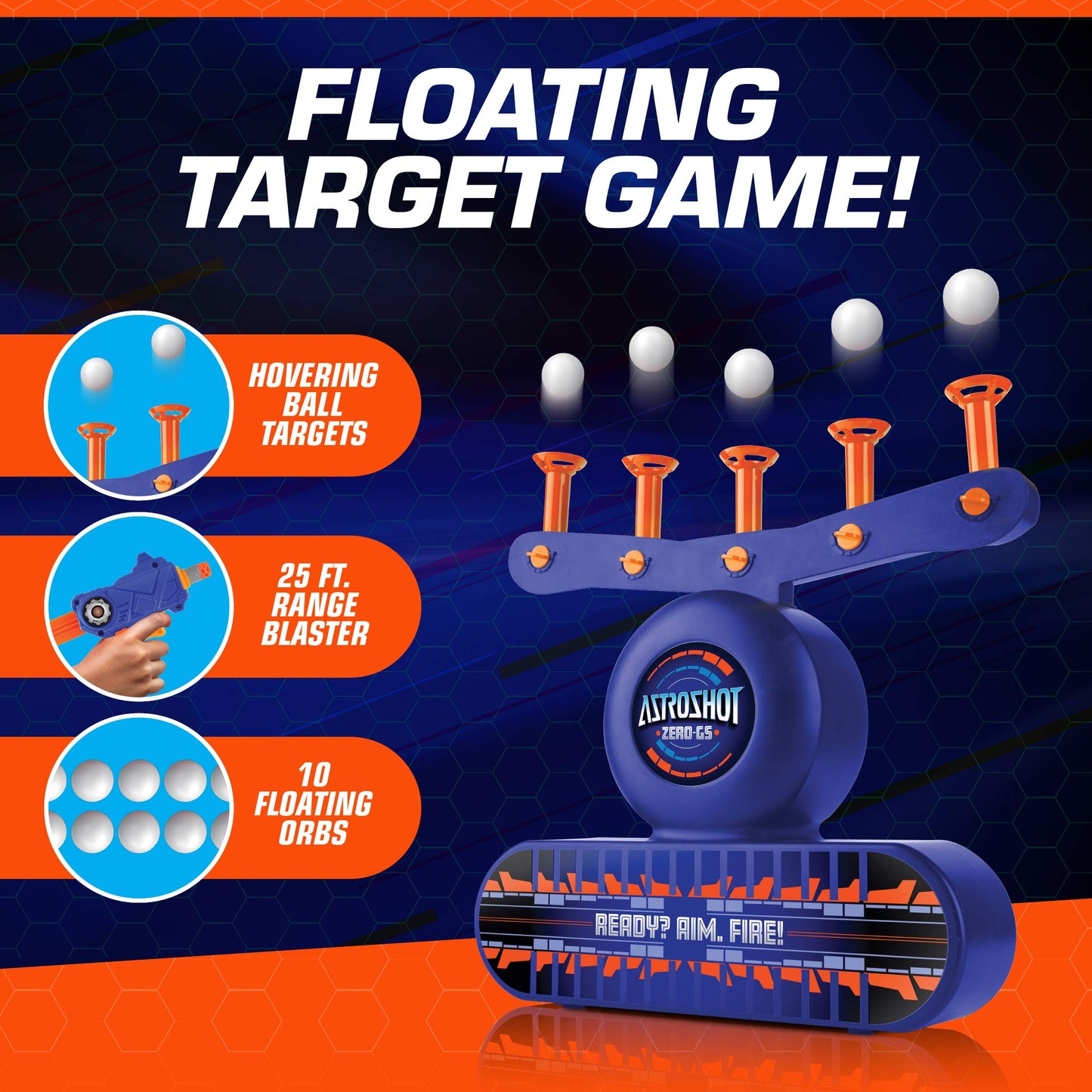 USA Toyz AstroShot Zero GS Shooting Game Set – Nerf-Compatible Floating Ball Targets