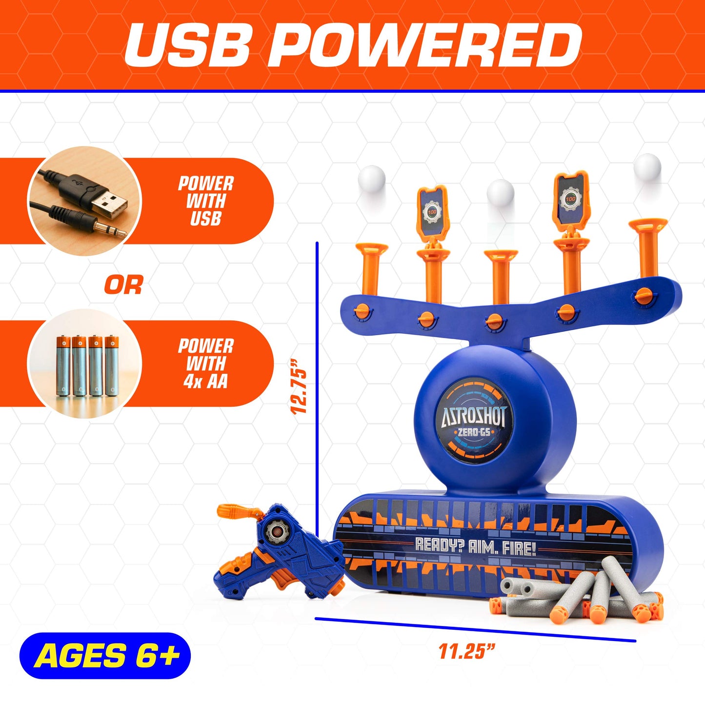 USA Toyz AstroShot Zero GS Shooting Game Set – Nerf-Compatible Floating Ball Targets