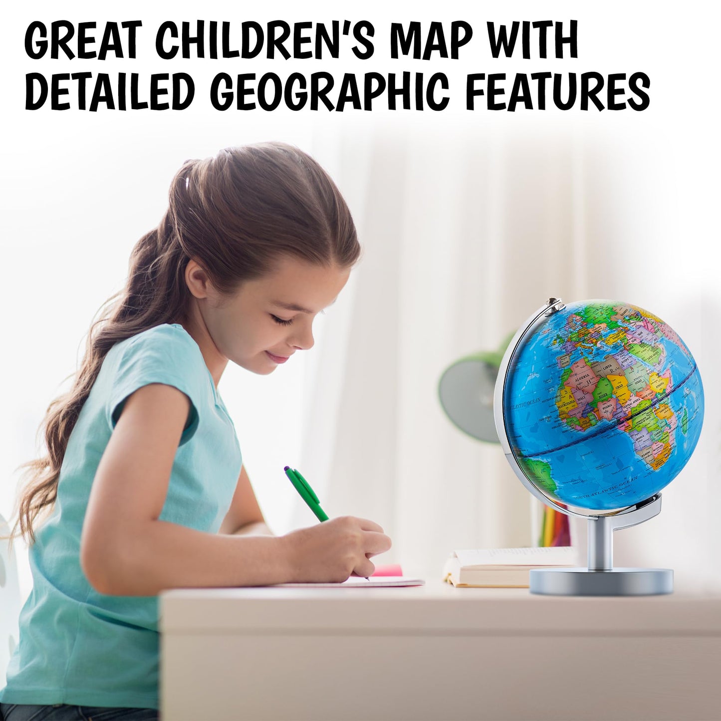 USA Toyz Illuminated Globe for Kids — 3-in-1 STEM Globe with LED Night Light and Constellations