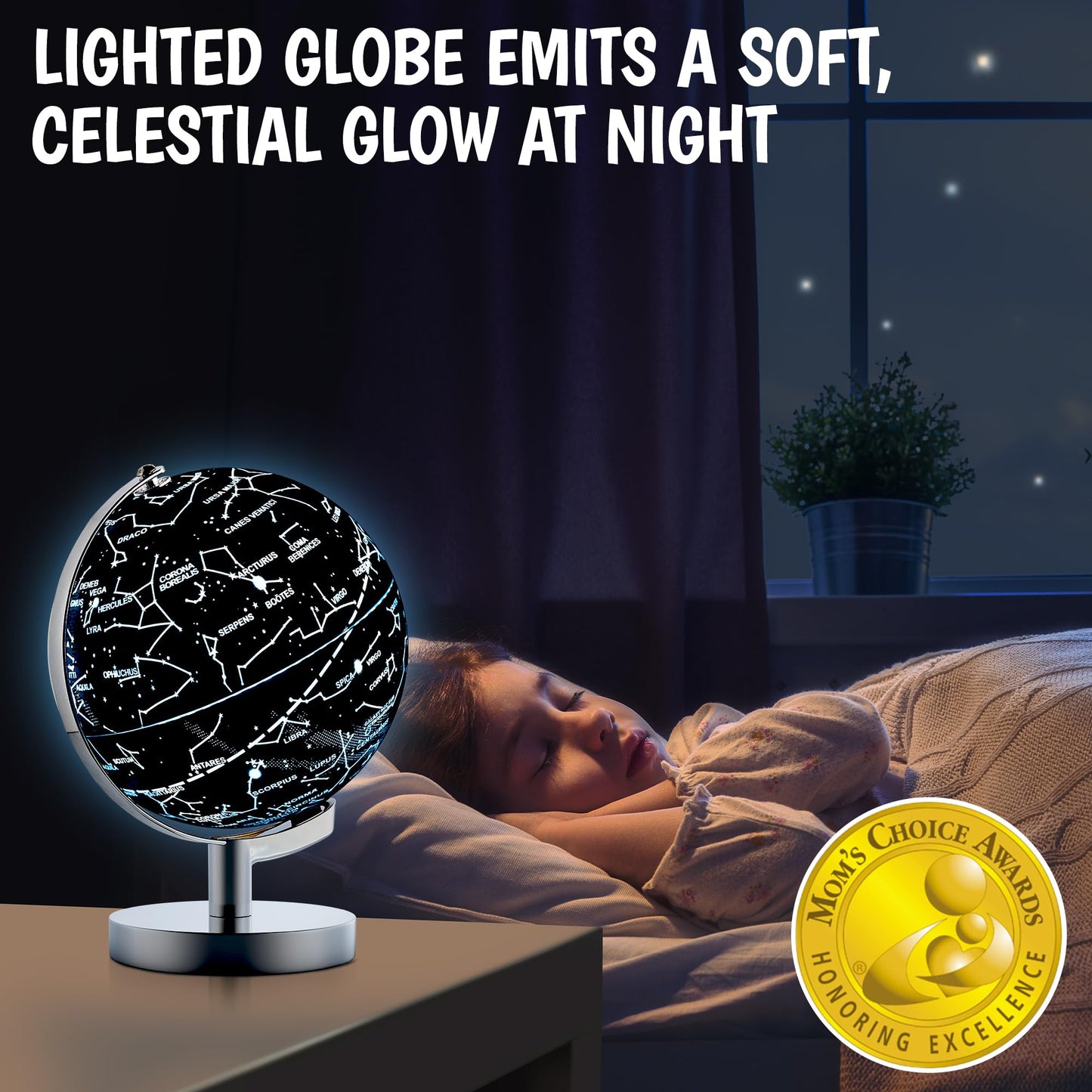 USA Toyz Illuminated Globe for Kids — 3-in-1 STEM Globe with LED Night Light and Constellations