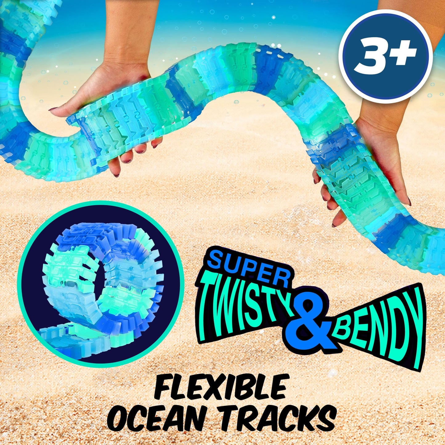 USA Toyz Ocean Race Tracks – 265-Piece Flexible Track Set with Shark Cars