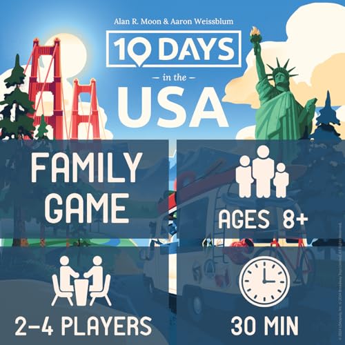 10 Days in the USA by USAOPOLY – Family Road Trip Board Game, 2-4 Players, 30 Minutes