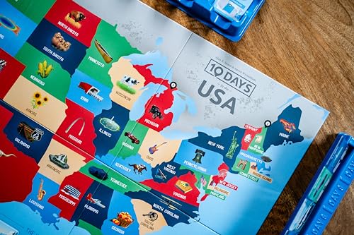 10 Days in the USA by USAOPOLY – Family Road Trip Board Game, 2-4 Players, 30 Minutes