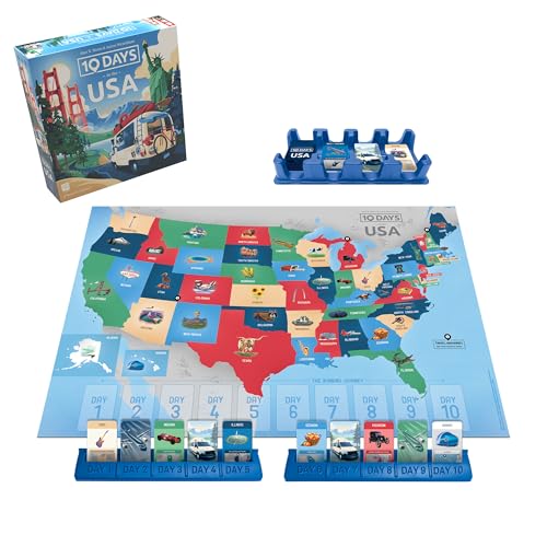 10 Days in the USA by USAOPOLY – Family Road Trip Board Game, 2-4 Players, 30 Minutes