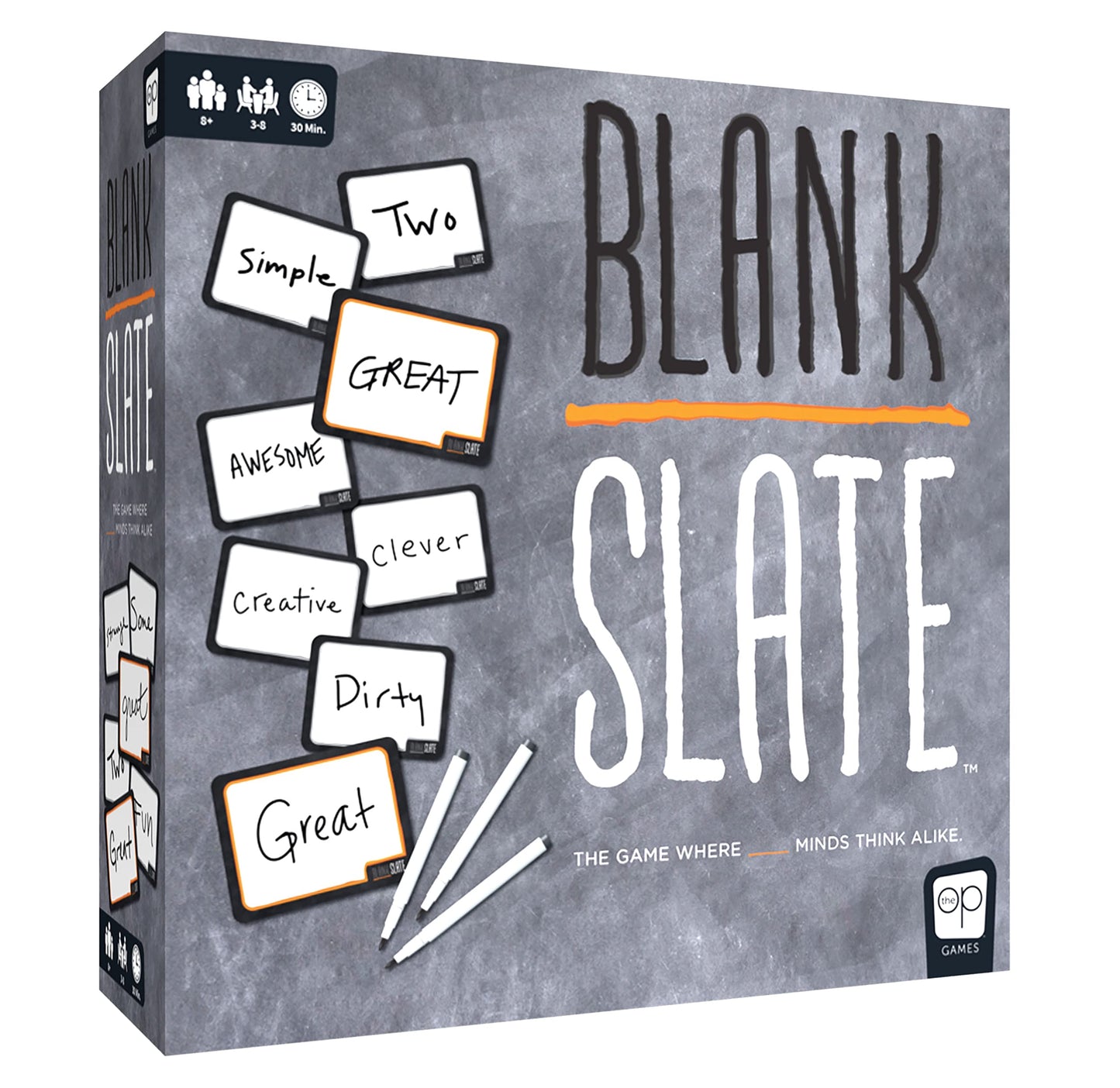USAOPOLY Blank Slate – Word Cue Party Game for Family Game Night | 3-8 Players, Ages 8+