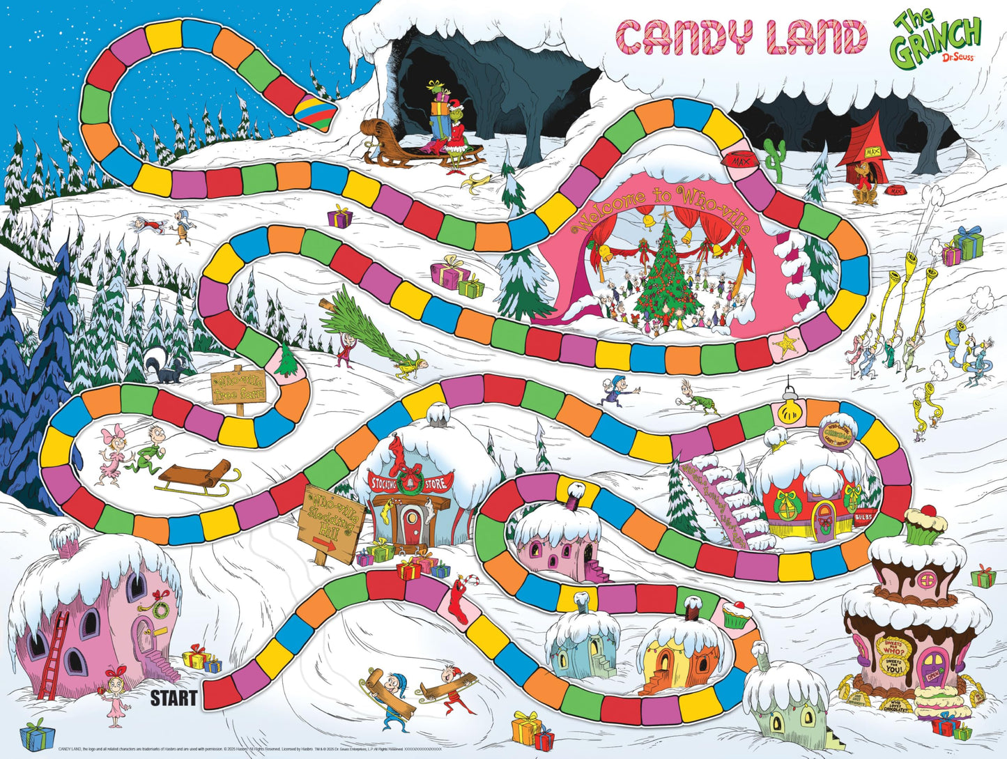 USAOPOLY Candy Land: The Grinch Board Game — Play as Who-Ville Characters