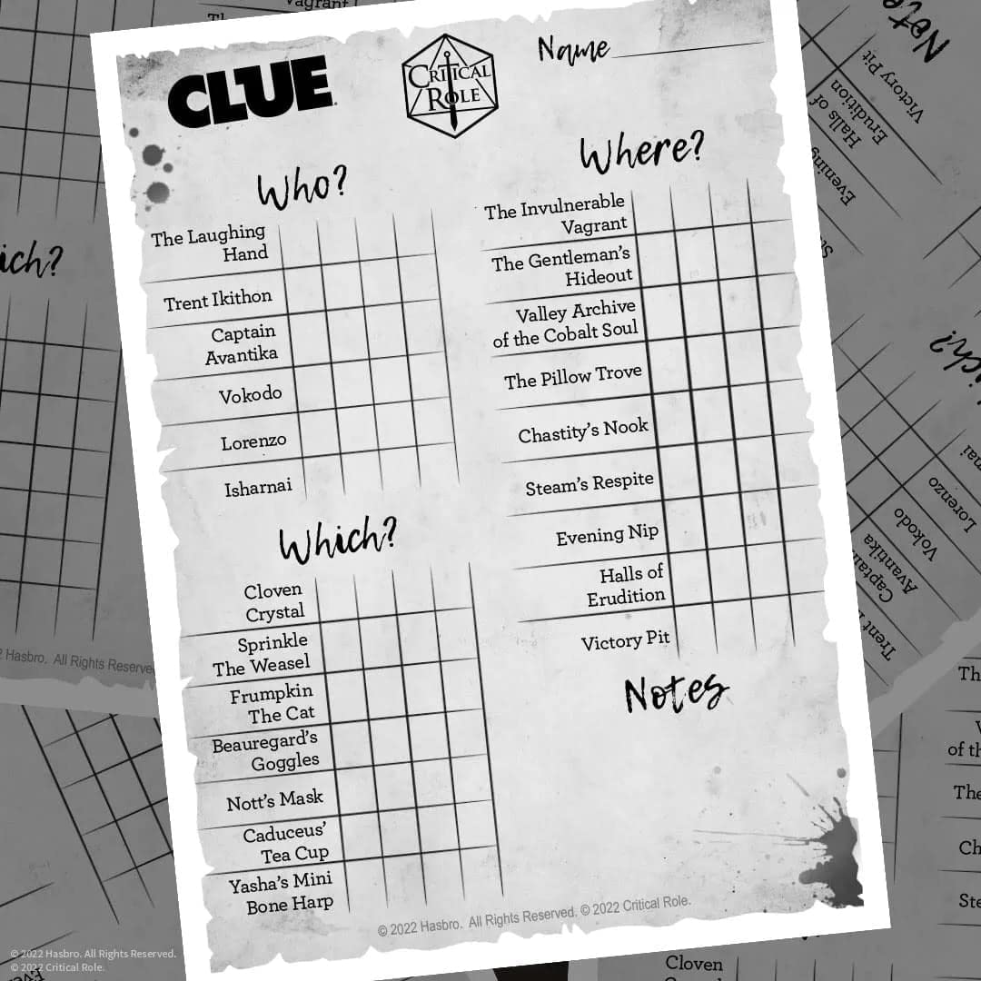 USAOPOLY CLUE: Critical Role – Mighty Nein Mystery Board Game (Officially Licensed)