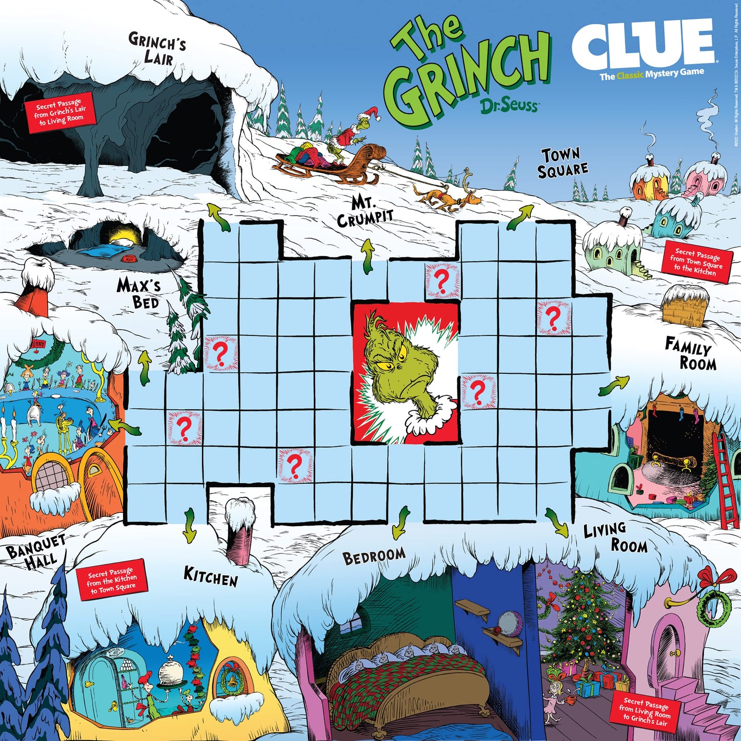 USAOPOLY CLUE The Grinch – Whoville Holiday Mystery Board Game | Officially Licensed Dr. Seuss