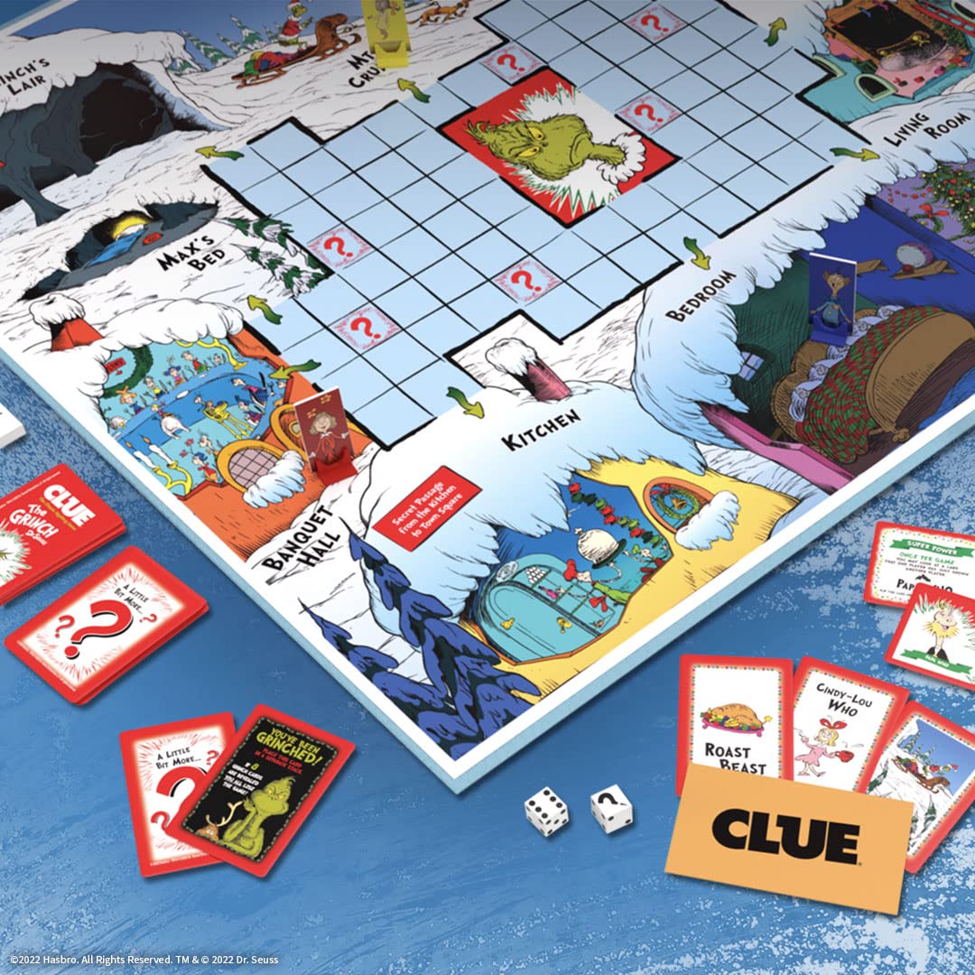 USAOPOLY CLUE The Grinch – Whoville Holiday Mystery Board Game | Officially Licensed Dr. Seuss