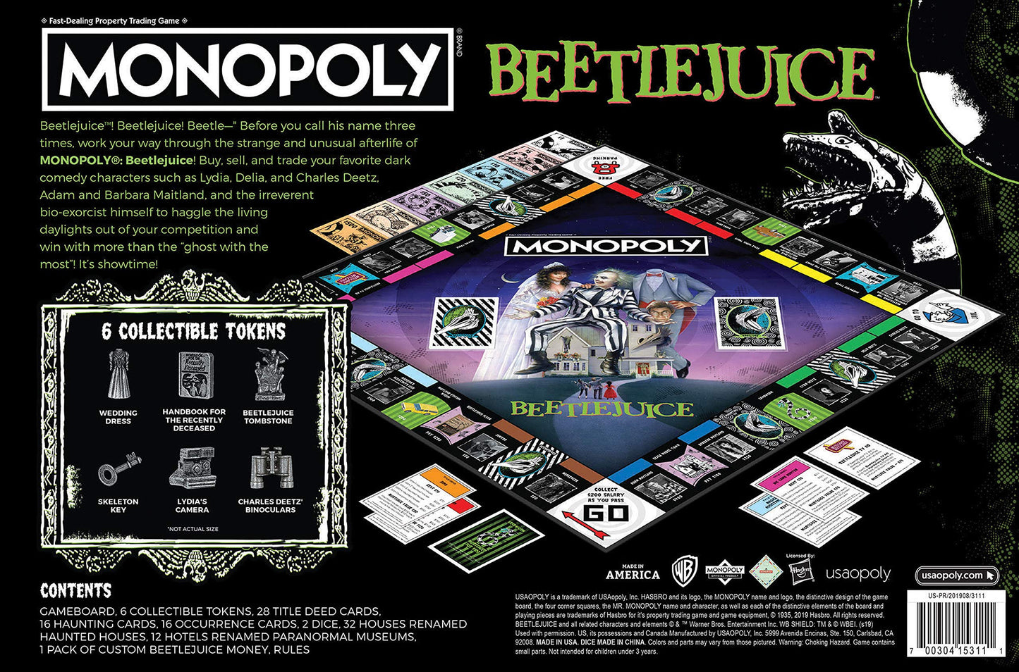 Monopoly Beetlejuice Board Game | Officially Licensed Beetlejuice Merchandise | USAOPOLY | 2-6 Players | 60+ Min