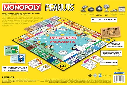 Monopoly Peanuts Edition – Officially Licensed with Snoopy Tokens | USAOPOLY