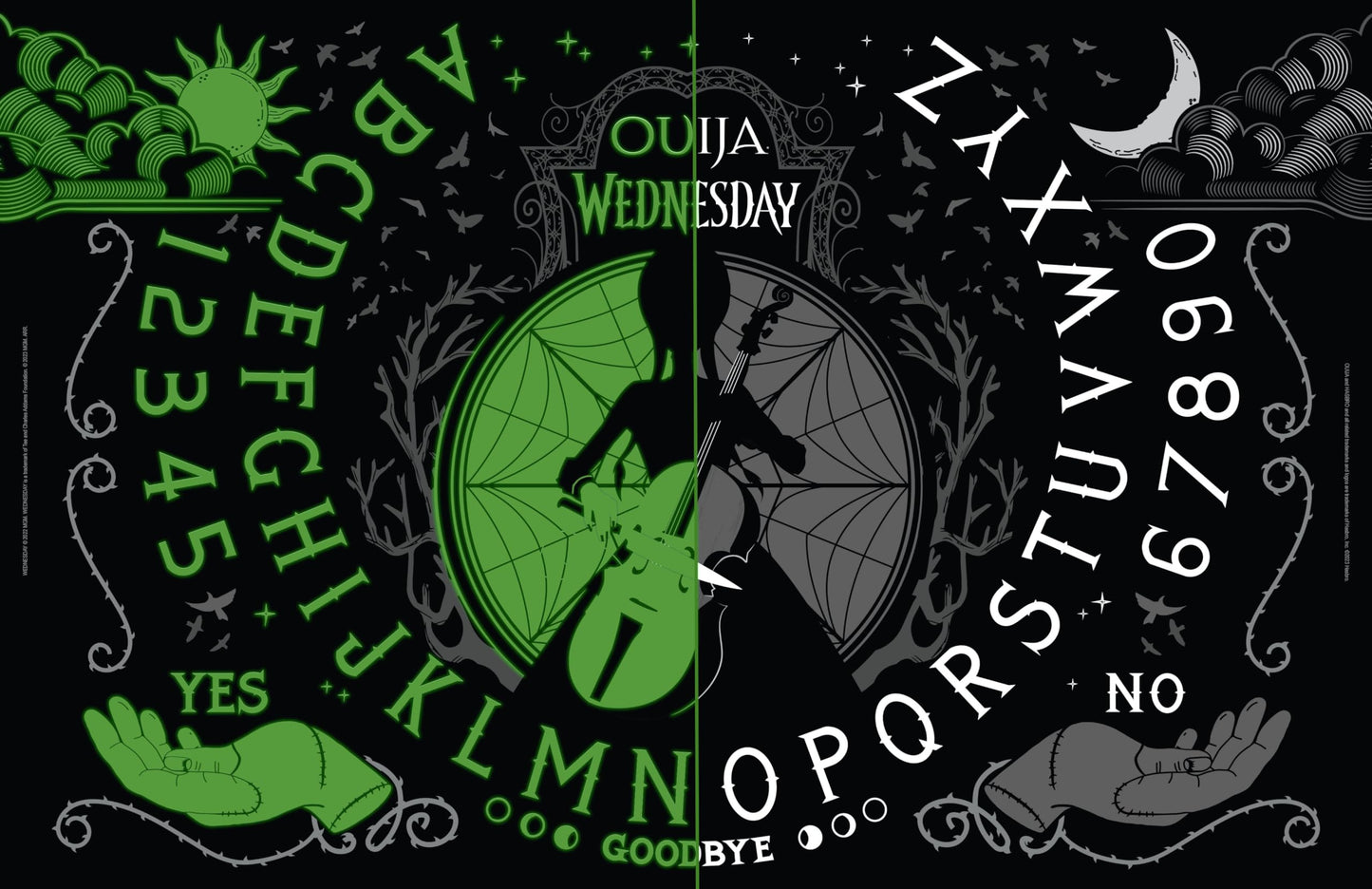 USAOPOLY Ouija: Wednesday – Glow-in-the-Dark, Officially Licensed Board Game for 2-4 Players