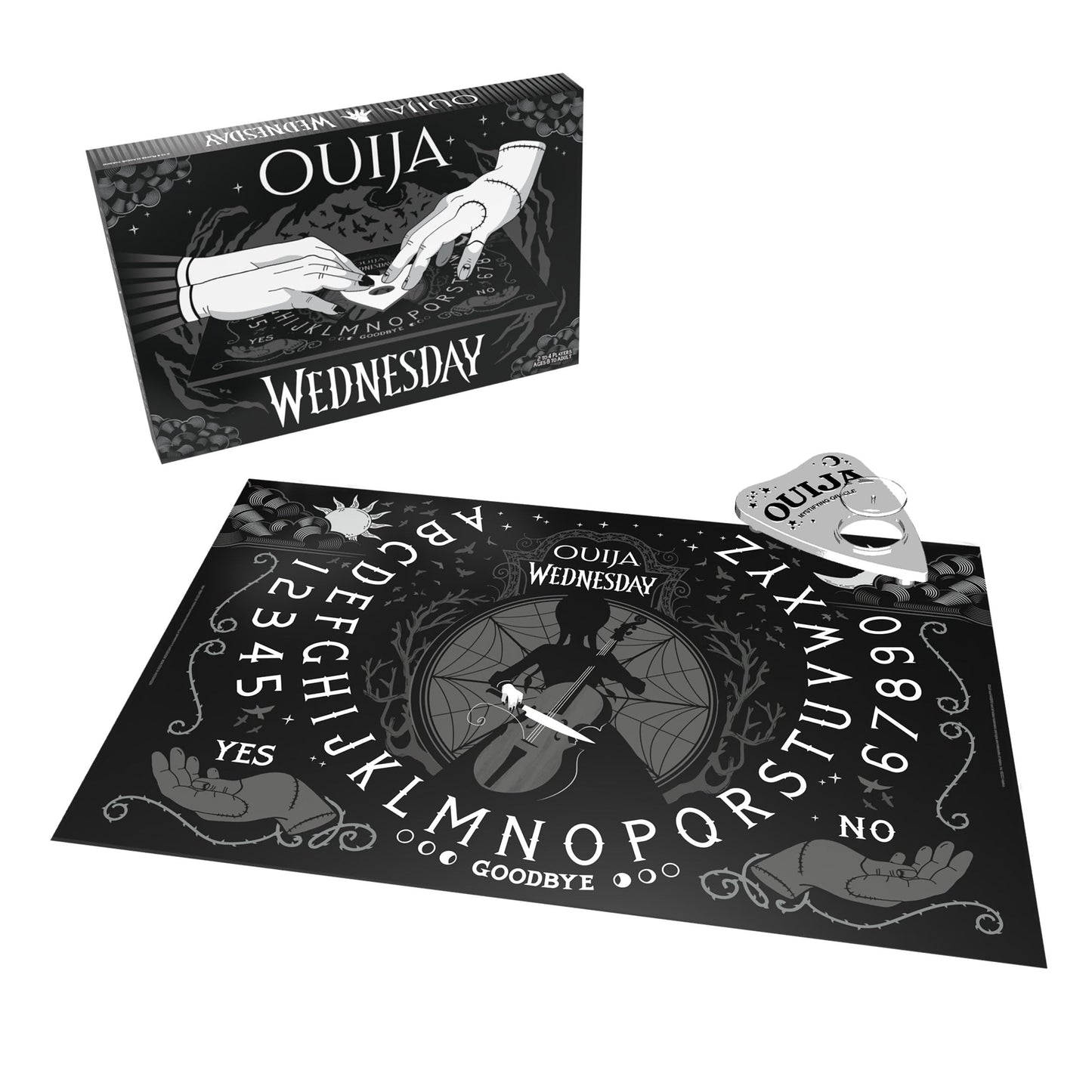 USAOPOLY Ouija: Wednesday – Glow-in-the-Dark, Officially Licensed Board Game for 2-4 Players