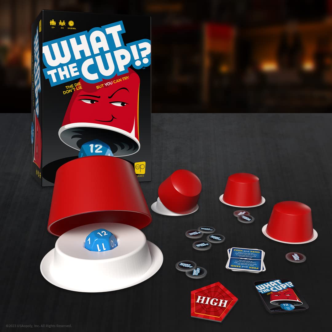 USAOPOLY What The Cup!? — Social Bluffing Dice Game for 3-6 Players