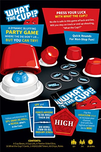 USAOPOLY What The Cup!? — Social Bluffing Dice Game for 3-6 Players