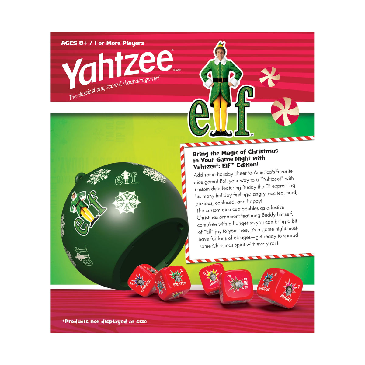USAOPOLY Yahtzee Elf Edition — Buddy Ornament Dice Cup for Festive Family Fun