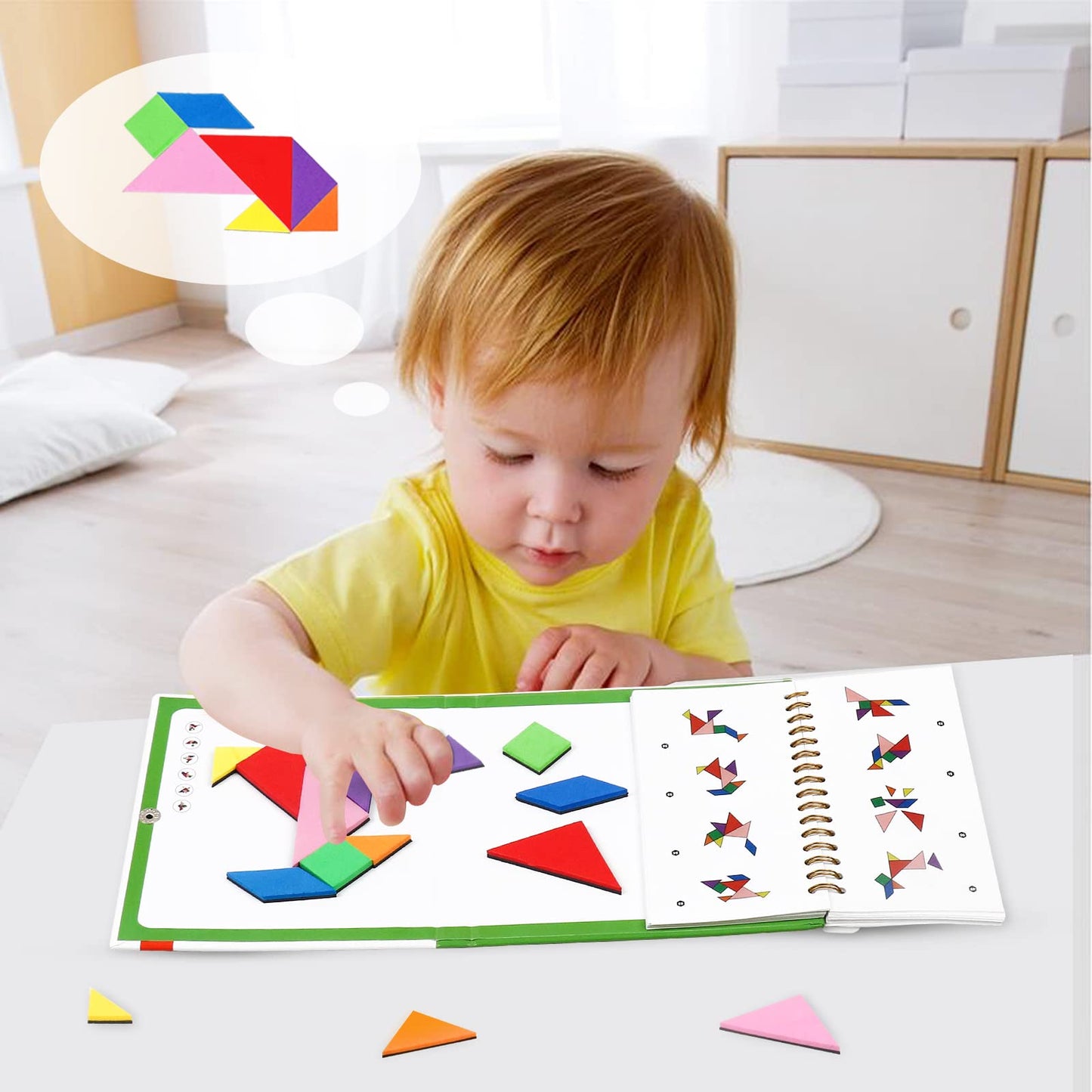 USATDD Travel Tangram Puzzle – 2-Set Magnetic Pattern Blocks for Road Trips