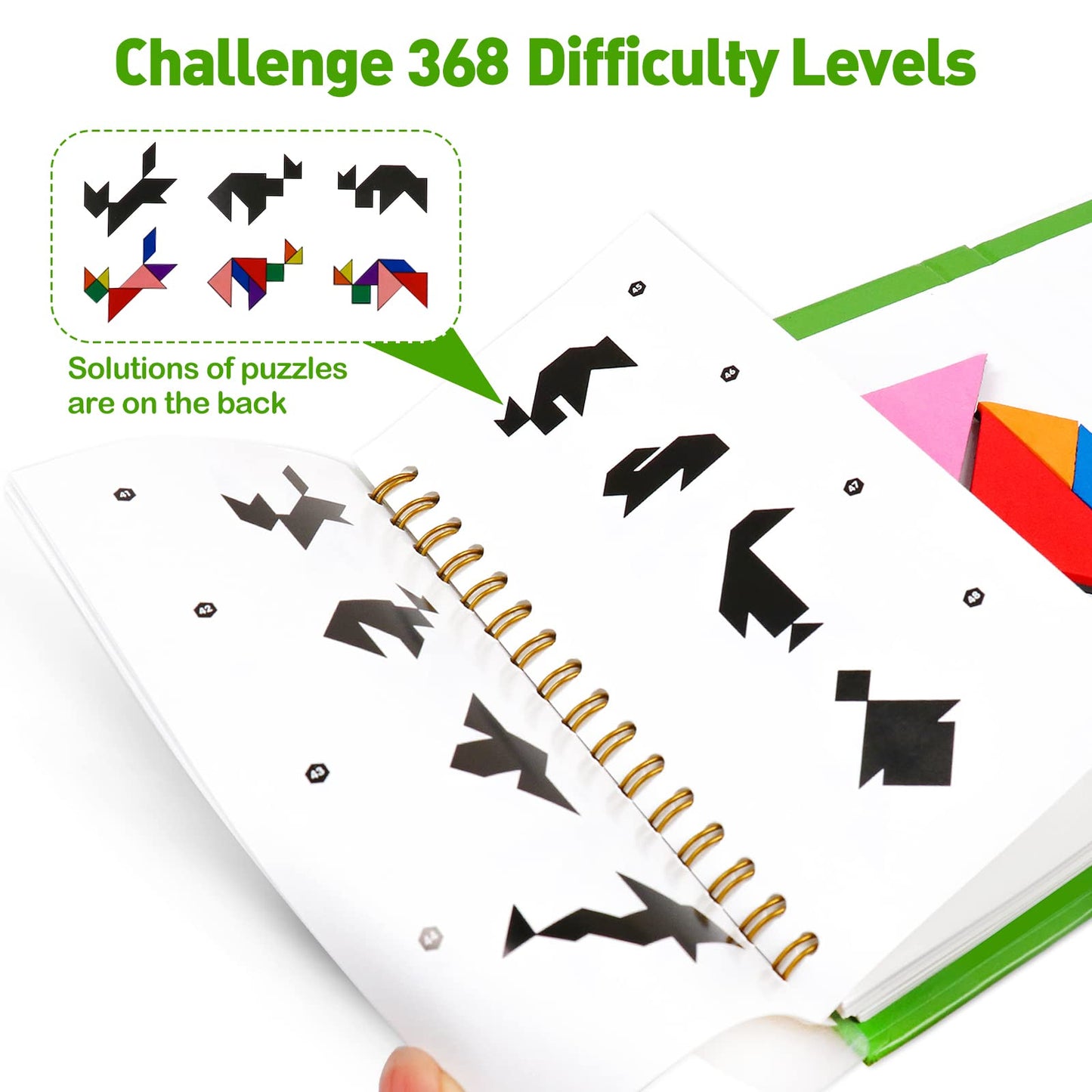 USATDD Travel Tangram Puzzle – 2-Set Magnetic Pattern Blocks for Road Trips