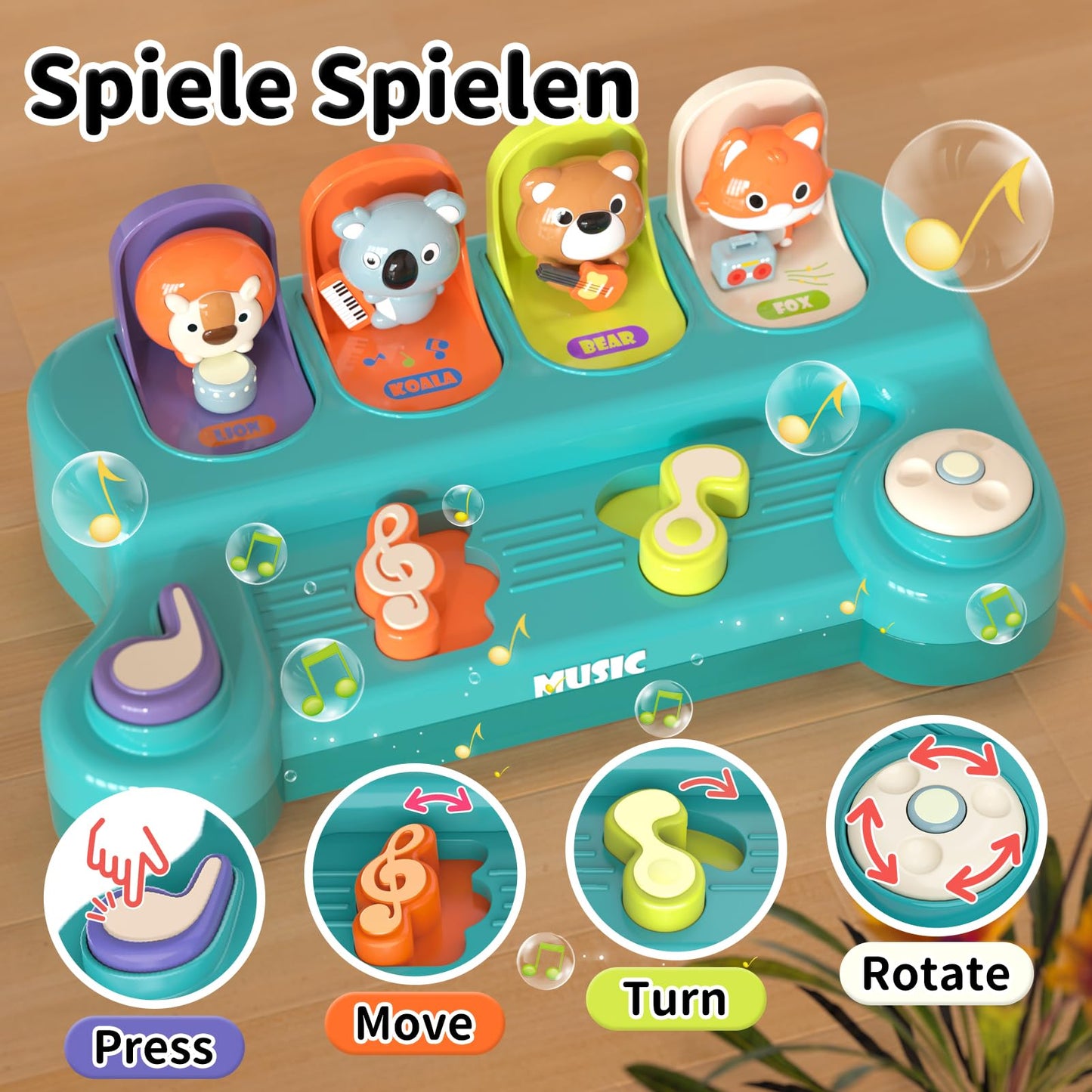 usrela Cause and Effect Pop-Up Animal Toy for Toddlers 12-24 Months