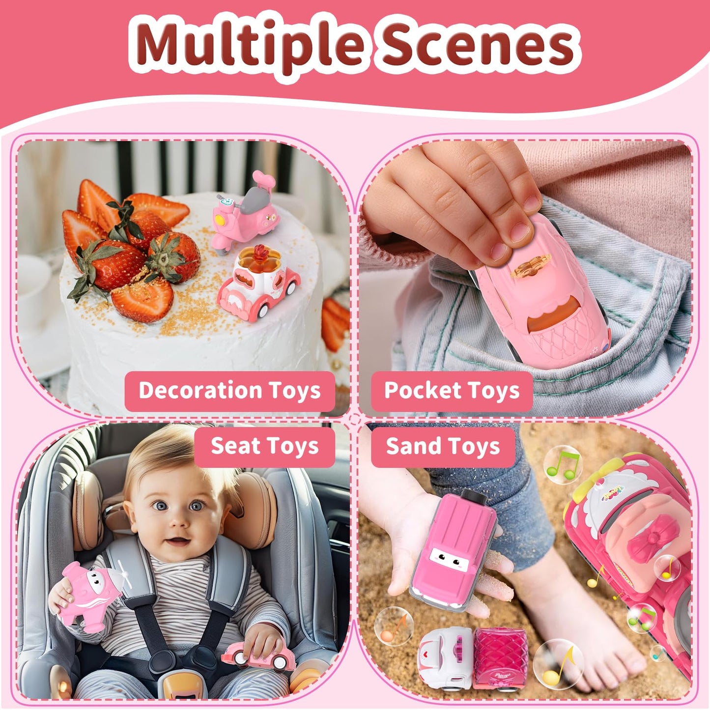 Usrela 7-in-1 Princess Crown Truck Toy for Toddlers – Friction-Powered Cars with Lights & Music