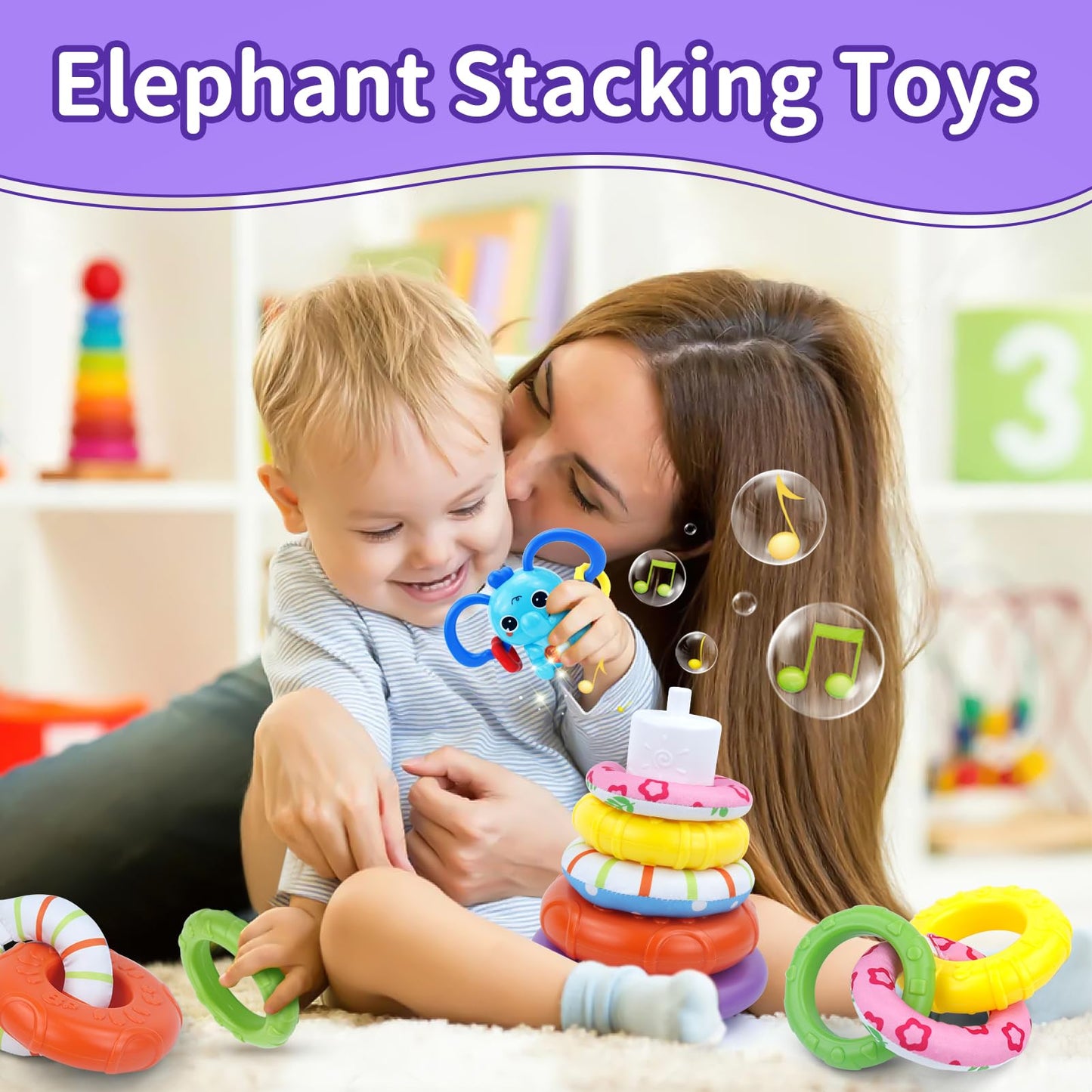 Usrela 4-in-1 Baby Toys for 6–18 Months | Busy Cube, Stacking Sorter, Piano Xylophone
