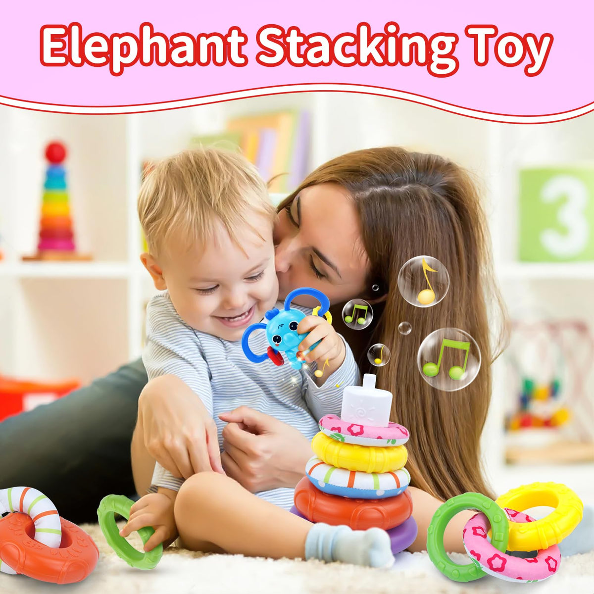 usrela 4-in-1 Baby Toy for 6-18 Months | Learning Toys, Busy Cube, Stacking & Piano Xylophone