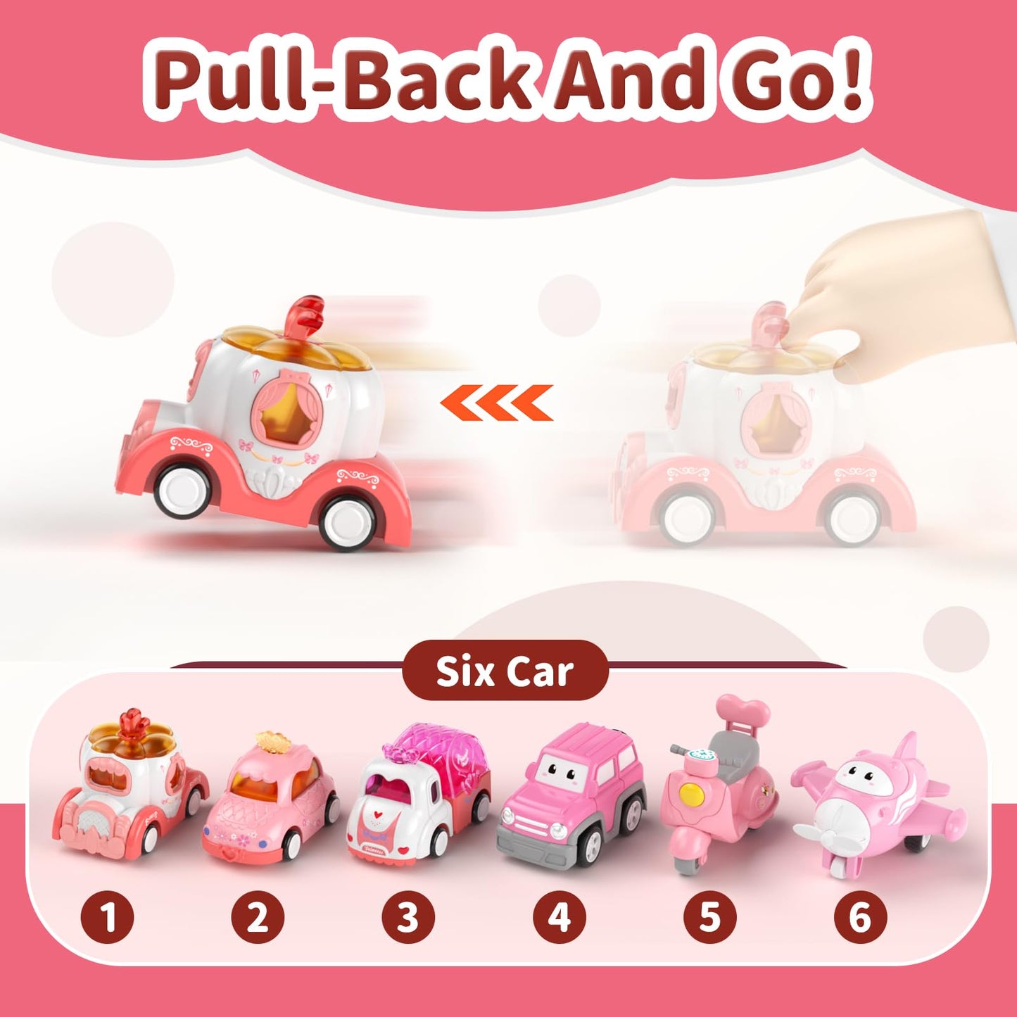 Usrela 7-in-1 Princess Crown Truck Toy for Toddlers – Friction-Powered Cars with Lights & Music