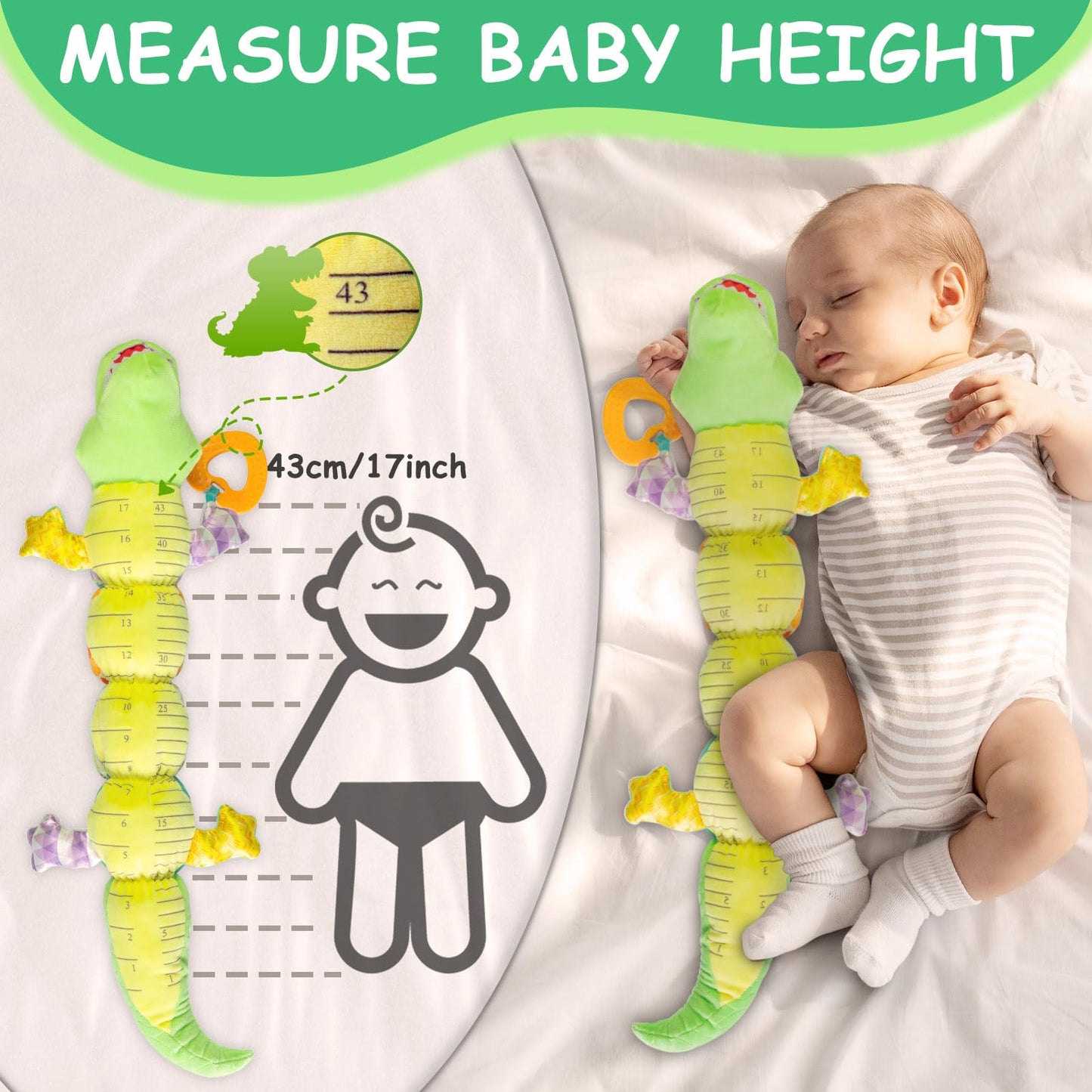 Ussybaby Caterpillar Crocodile Toy for 0-12 Months — Soft Textures, Rattle & Crinkle