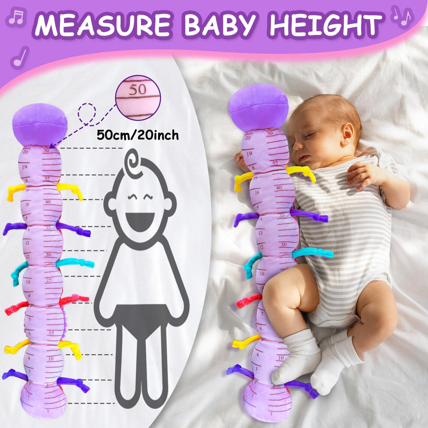 Ussybaby Caterpillar-Purple: 5-in-1 Sensory Baby Toy for 0-12 Months