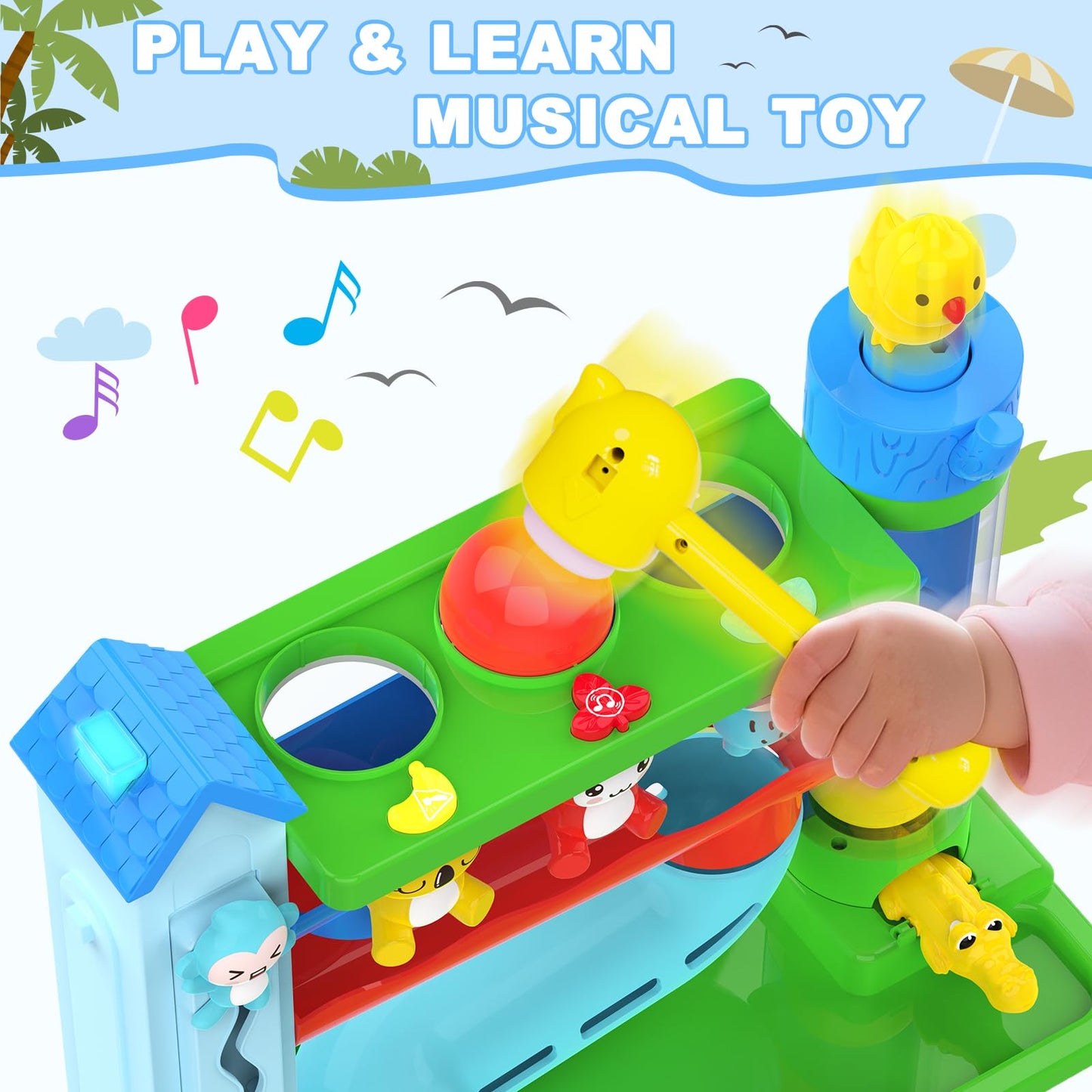 Ussybaby Hammer Toddler Musical Toy – Light-Up STEM Play for 1-2 Years