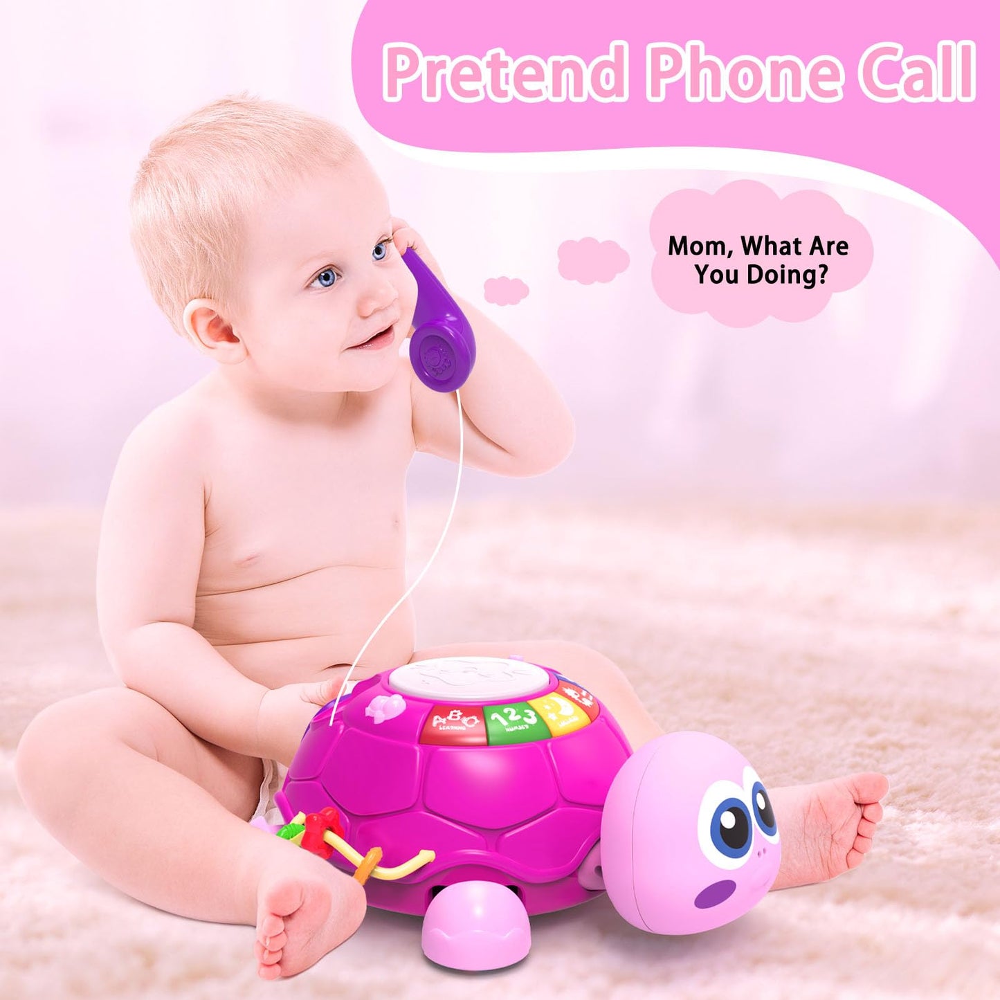 Ussybaby Musical Turtle Toy – 6-in-1 Light-Up Tummy Time Play for 6–12 Months